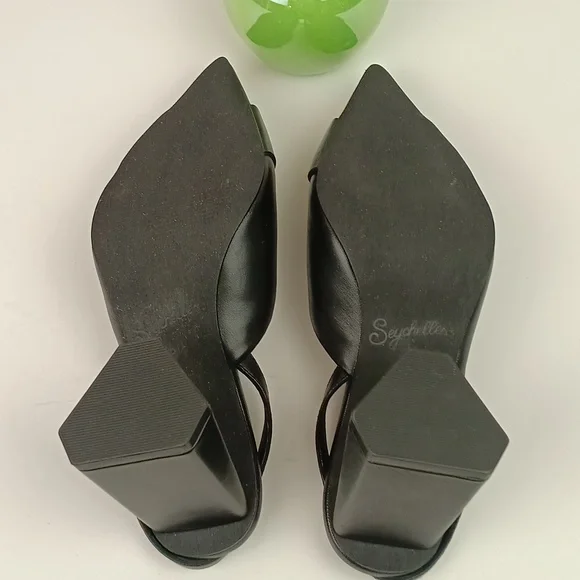 Seychelles Rumor Has It Black Slingback Point Toe Leather Heels sz 8.5 - Picture 7 of 12